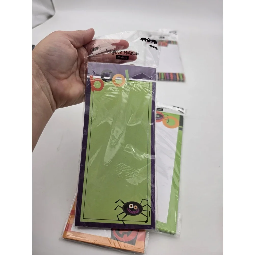 Nos Vtg Halloween theme 8.25 x 4 Magnetic notepads - 4 Packs of 60- New